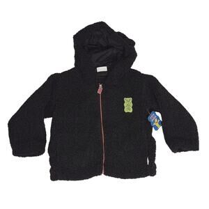 Haribo Gummy Bear Black Sherpa Hoodie Hooded Jacket Toddler Size 5 NEW